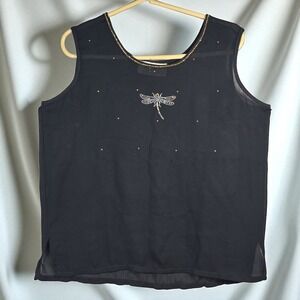 VTG‎ Collection by Shiny New York Black Embellished Sleeveless Top Woman Medium